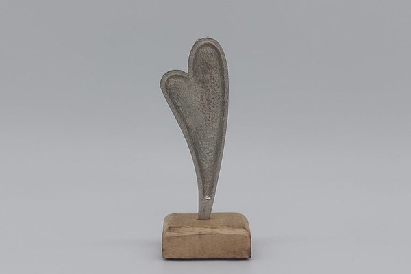 Aufsteller Herz Metall auf Mangoholz Sockel, ca. 18cm hoch
