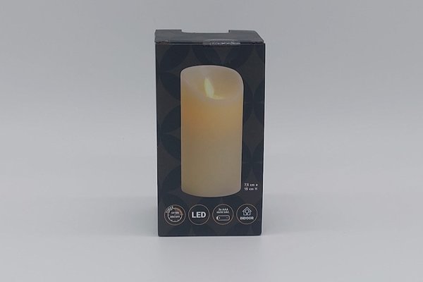 LED Kerze, Flackerlicht, mit Timer aus Wachs Cream ca. 15 cm