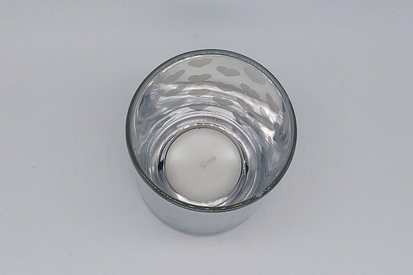 Glas für Teelicht ca. 8 cm, mit Herzen