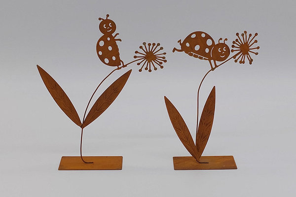 Metallaufsteller Rost, Pusteblume mit Marienkäfer, ca. 23 cm