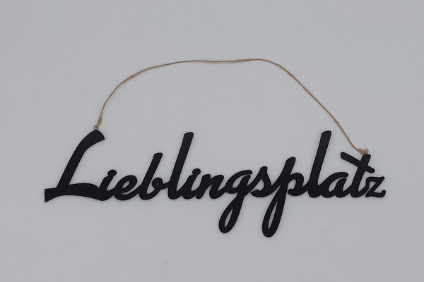 Hänger Schriftzug Lieblingsplatz aus Holz, schwarz ca. 45cm