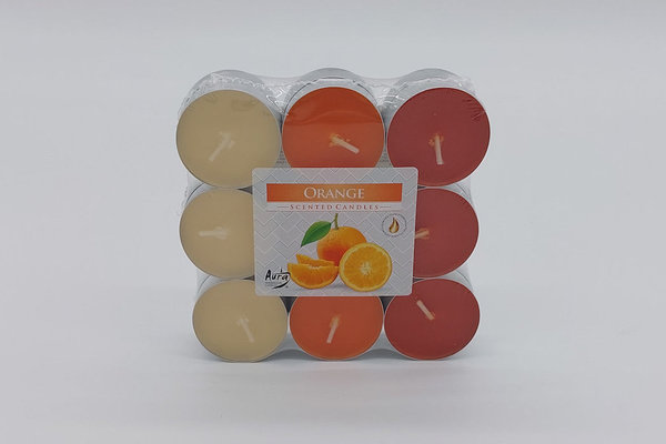 Teelichter 18er Blockpackung Orange Duft