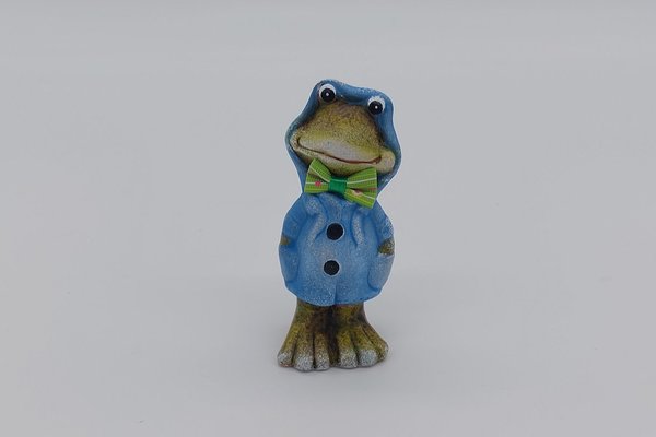 Frosch-Set mit Regenjacke aus Keramik, ca. 12 cm