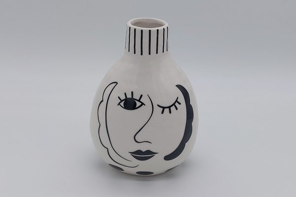 Vase Frau aus Keramik Schwarz/ Weiß ca. 20 cm