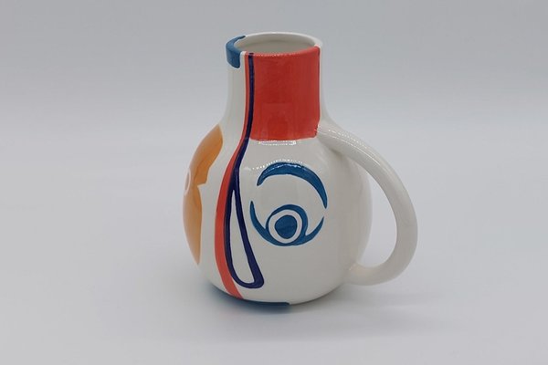 Vase/ Krug Gesicht aus Keramik bunt, ca. 20 cm