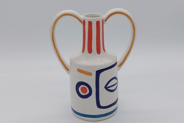Vase/ Krug Gesicht aus Keramik bunt, ca. 27 cm