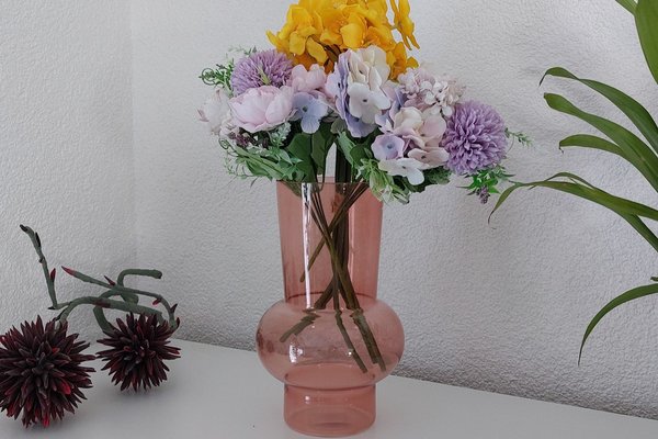 Vase aus Glas Pink/Rosa groß, ca. 26
