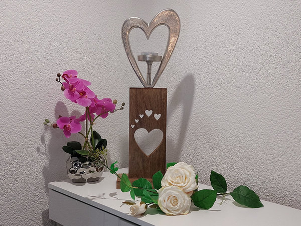 Aufsteller Herz mit Kerzenhalter aus Metall ca. 57 cm