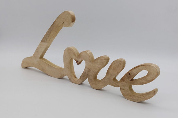 Aufsteller Schriftzug Love  aus Mangoholz ca. 54 cm
