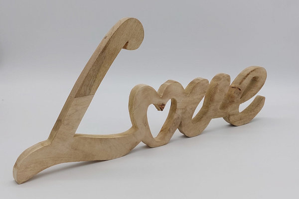 Aufsteller Schriftzug Love  aus Mangoholz ca. 54 cm