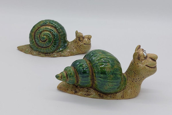 Schnecken- Set aus Keramik, ca. 21 cm