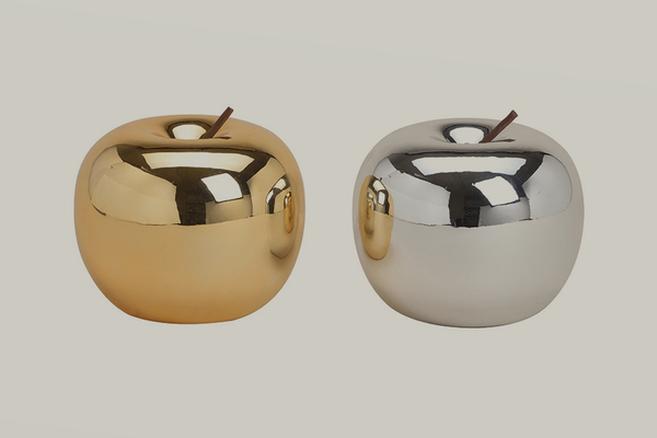 Apfel aus Keramik  in Gold und silber ca. 13 cm