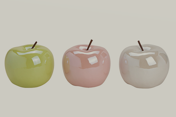 Apfel aus Keramik grün, pink oder weiß